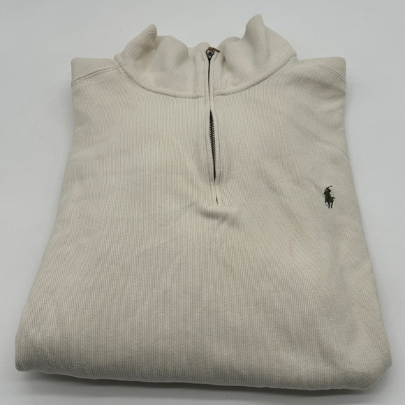 Polo Ralph Lauren Men’s Estate Rib 1/4 Zip Pullover Sweater Knit 2XLT Beige - Picture 1 of 11